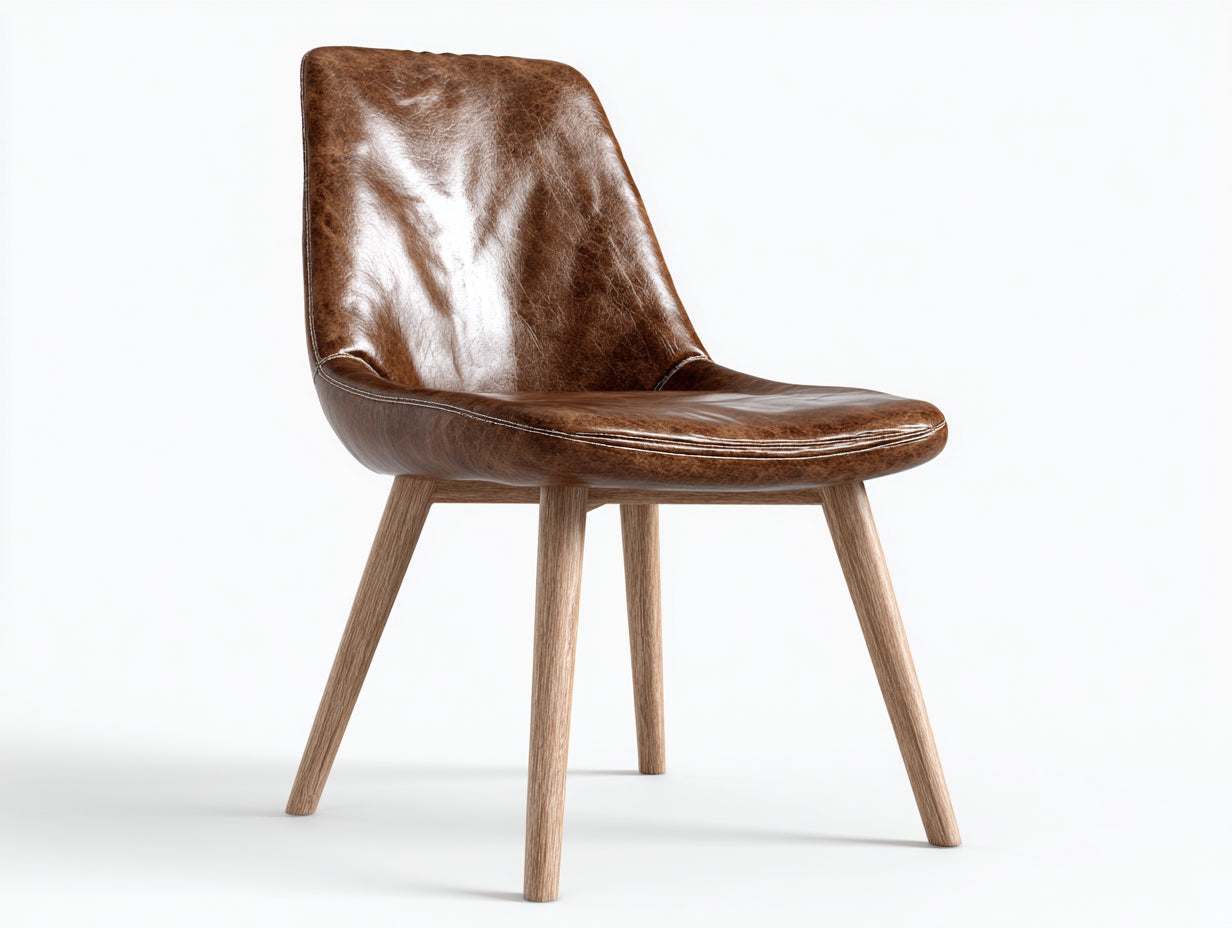 Esszimmerstühle aus Kunstleder und Holz 60x52x84 cm - Braun - Modernes Design