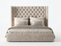 Doppelbett aus Samtstoff 220x198x145 cm - Beige - Gepolstertes Luxusbett