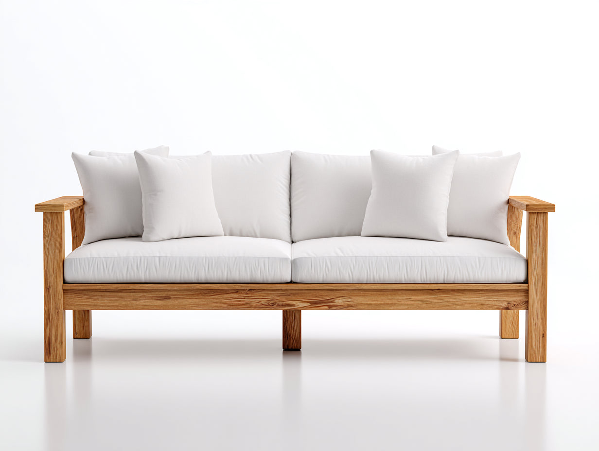Gartensofa Holz 220x80x78 cm - Natur-Weiß - Modernes Design