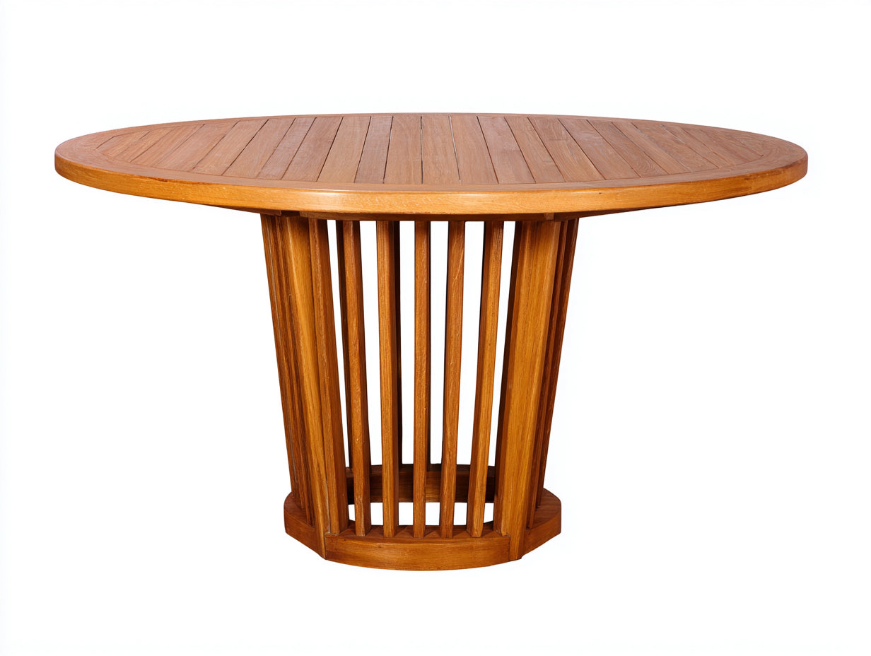 Gartentisch Holz Rund 120x120x75 cm Natur Massivholz Garten Outdoor Design