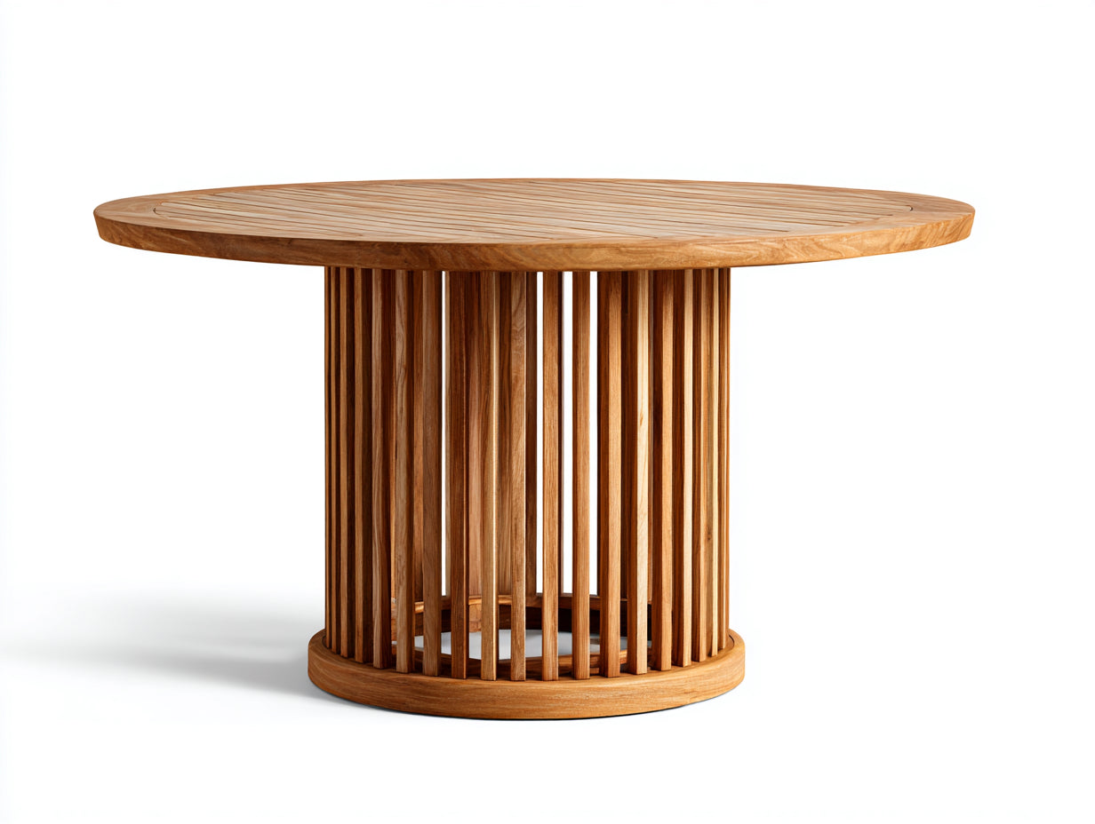 Gartentisch Holz Rund Tisch 120x120x75cm Natur Modernes Design
