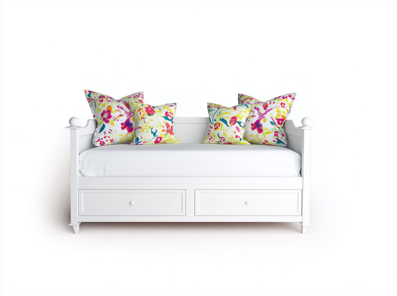 Schlafsofa aus Massivholz 205x88x92 cm - Weiß - Mit Schubladen im Landhausstil