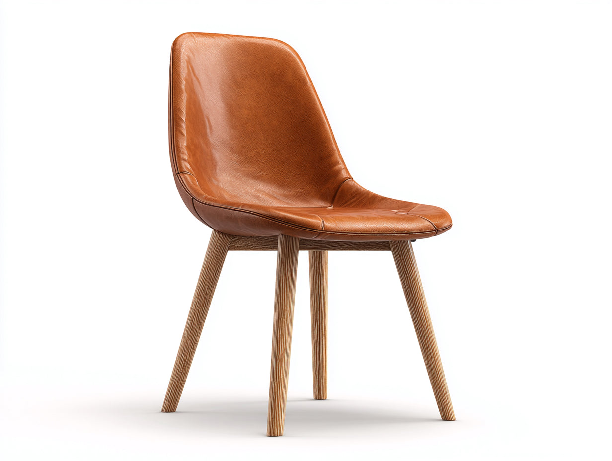 Esszimmerstuhl Kunstleder Holz 46x52x82 cm Braun Naturholz Modern Design