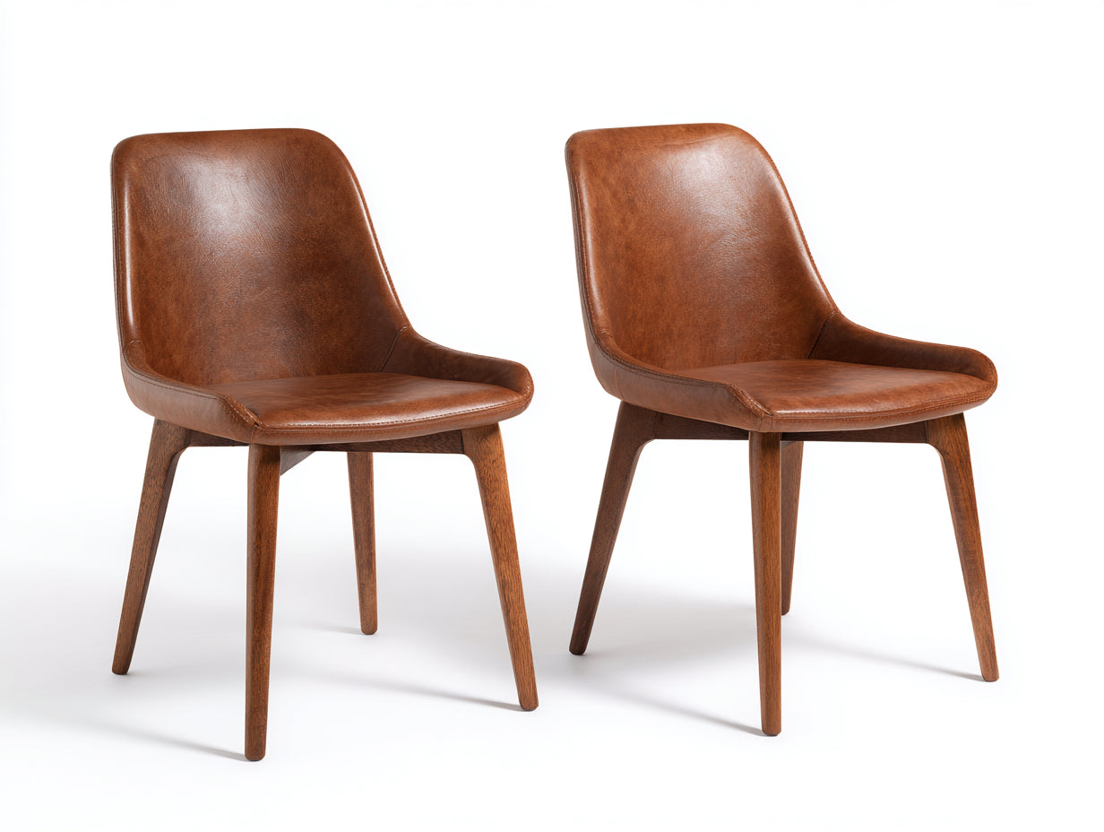 Esszimmerstühle Leder Holz Braun 45x52x83 cm - Braun - Modernes Design Esszimmerstuhl Set