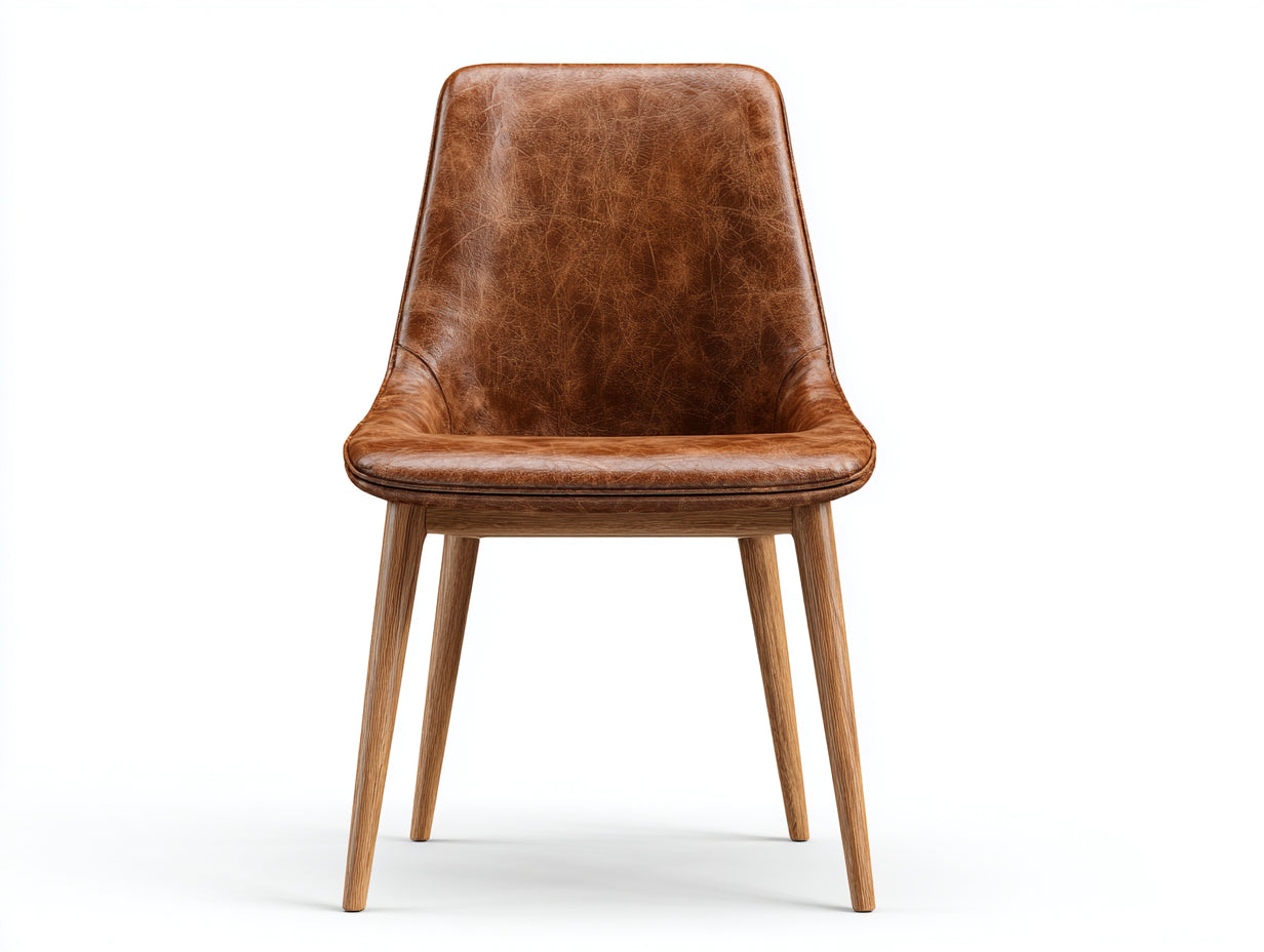 Esszimmerstuhl Kunstleder Holz 46x52x82 cm Braun Naturholz Modern Design