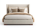 Doppelbett Polsterbett Stoff Holz 210x190x105 cm Beige Schlafzimmer Luxus Design