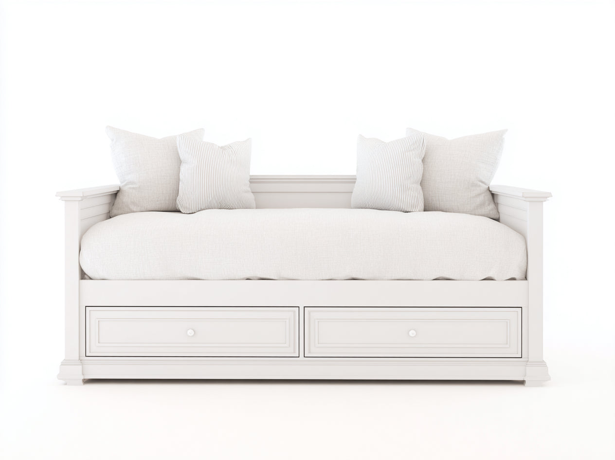 Schlafsofa Holzrahmen Stauraum Schubladen 200x90x90cm Weiß Klassisches Design