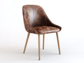 Esszimmerstühle Polster Leder Holzbeine 55x60x82 cm Braun Modernes Design