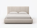 Doppelbett aus Stoff 218x193x110 cm - Cremeweiß - Modernes Polsterbett