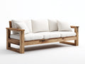 Gartensofa aus Massivholz und Stoff 210x82x78 cm - Naturholz-Weiß - Modernes Outdoor Design