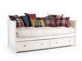 Schlafsofa aus Massivholz 208x92x88 cm - Weiß - Mit 2 Schubladen im Landhausstil