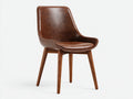 Esszimmerstuhl Kunstleder Holz 46x52x82 cm Braun Nussbaum Modern Design