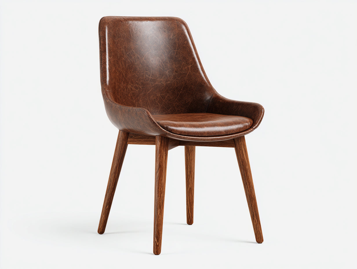 Esszimmerstuhl Kunstleder Holz 46x52x82 cm Braun Nussbaum Modern Design
