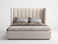 Doppelbett Polsterbett Stoff 200x180x120 cm Beige Modern Gepolstertes Kopfteil Schlafzimmer Design