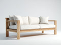 Gartensofa Holz Stoff Natur 200x80x75 cm 3-Sitzer Garten Outdoor Modern Design