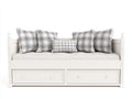 Schlafsofa Holzrahmen Stauraum Schubladen 200x90x90cm Weiß Klassisches Design