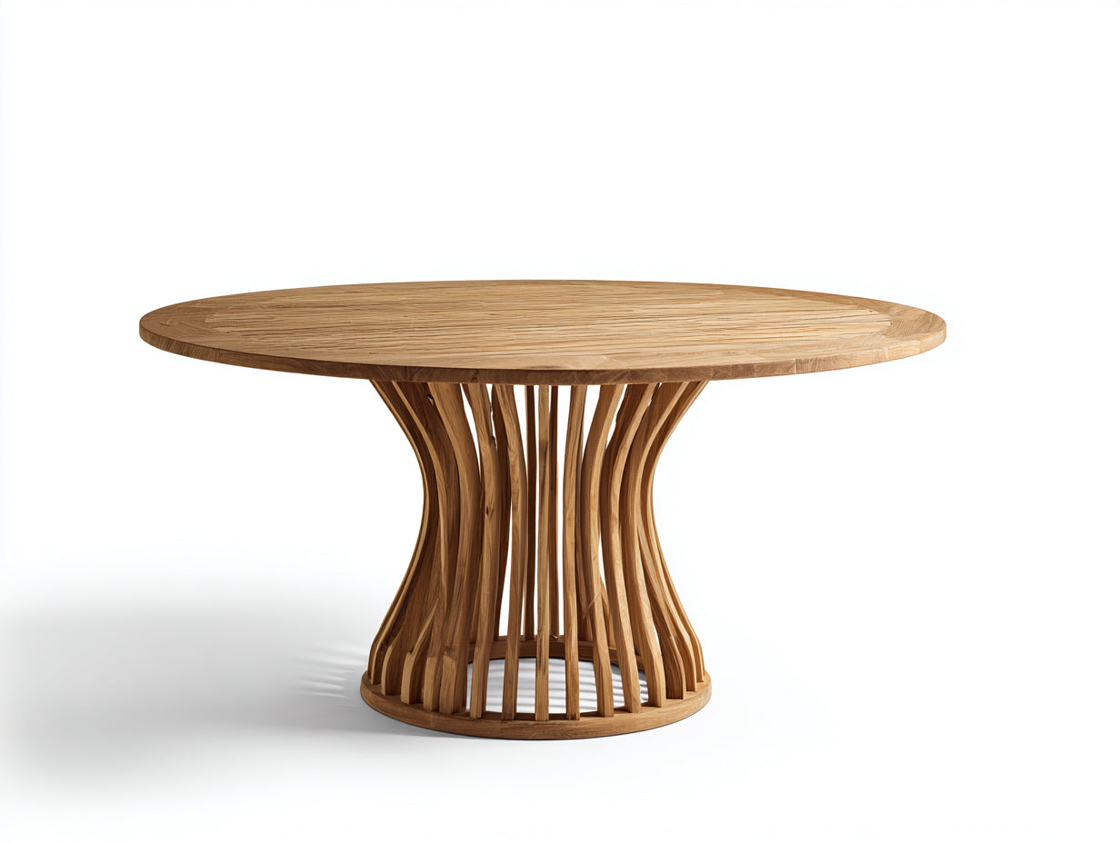 Gartentisch Holz Rund Tisch 120x120x75cm Natur Modernes Design