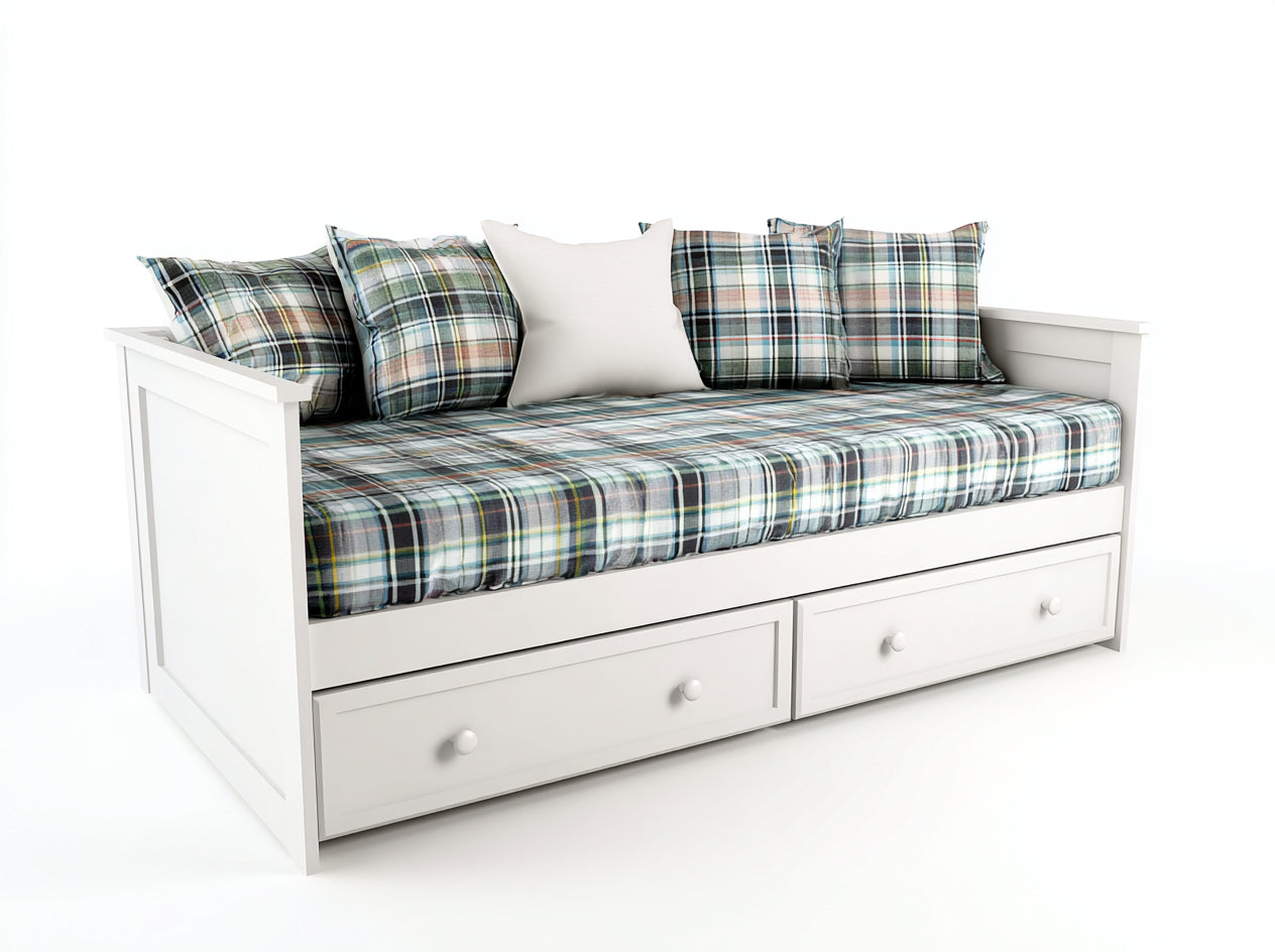 Schlafsofa Holzrahmen Stauraum Schubladen 200x90x90cm Weiß Klassisches Design