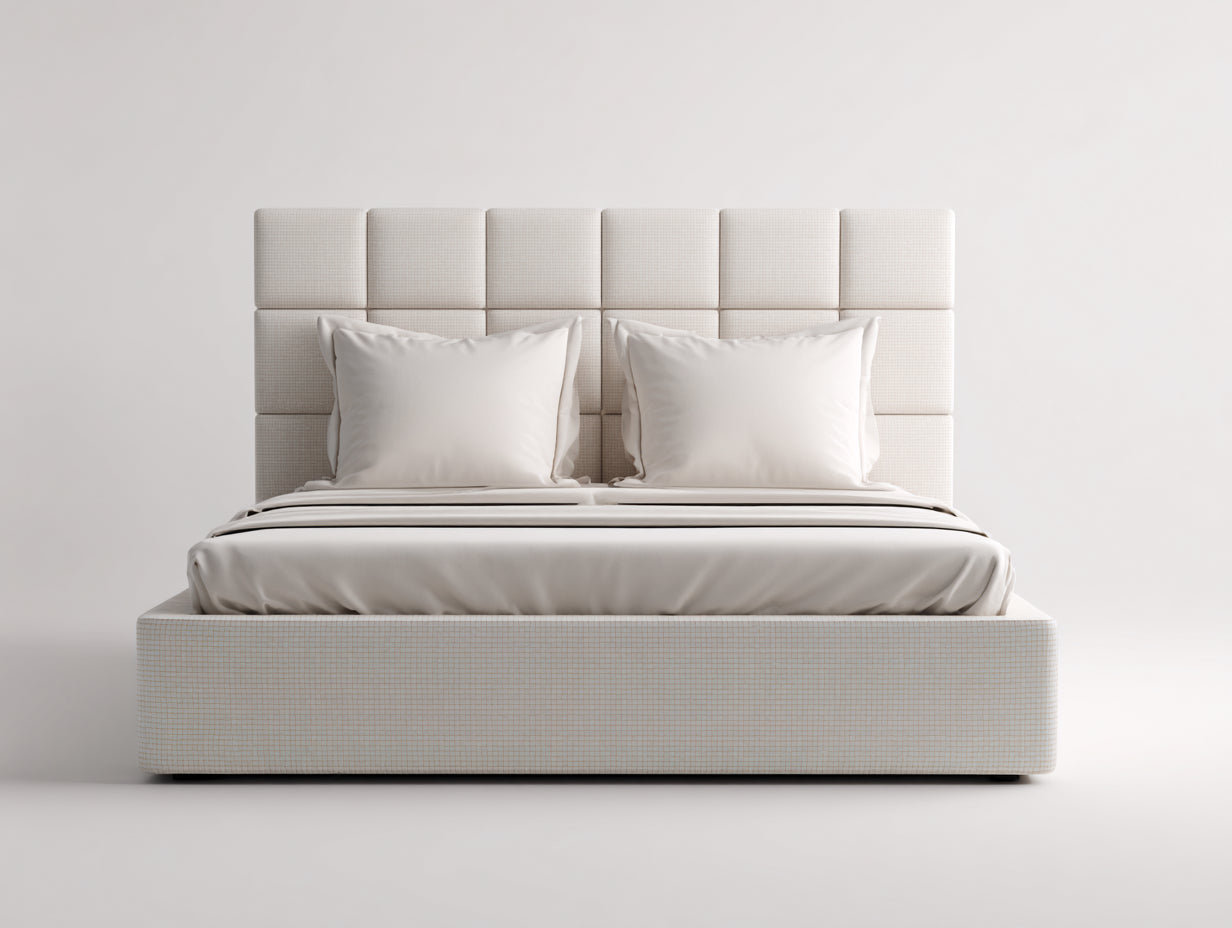 Doppelbett Polsterbett Stoff 210x190x105 cm Beige Schlafzimmer Modern Design