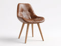 Esszimmerstühle Echtleder Holzbeine 45x52x85 cm Braun Esszimmer Modern Retro Design