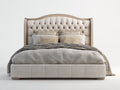 Doppelbett Polster Bettgestell Holzrahmen 200x180x110cm Beige Klassisches Design