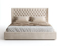 Doppelbett Polsterbett Stoff 218x190x120 cm - Beige - Chesterfield Design