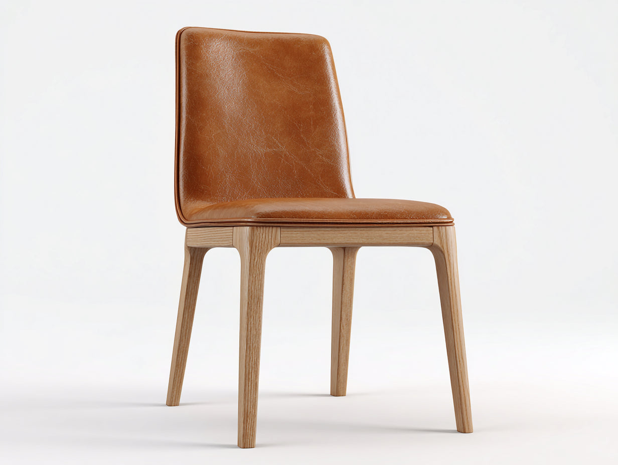 Esszimmerstühle aus Kunstleder und Holz 48x56x86 cm - Cognacbraun - Modernes Design